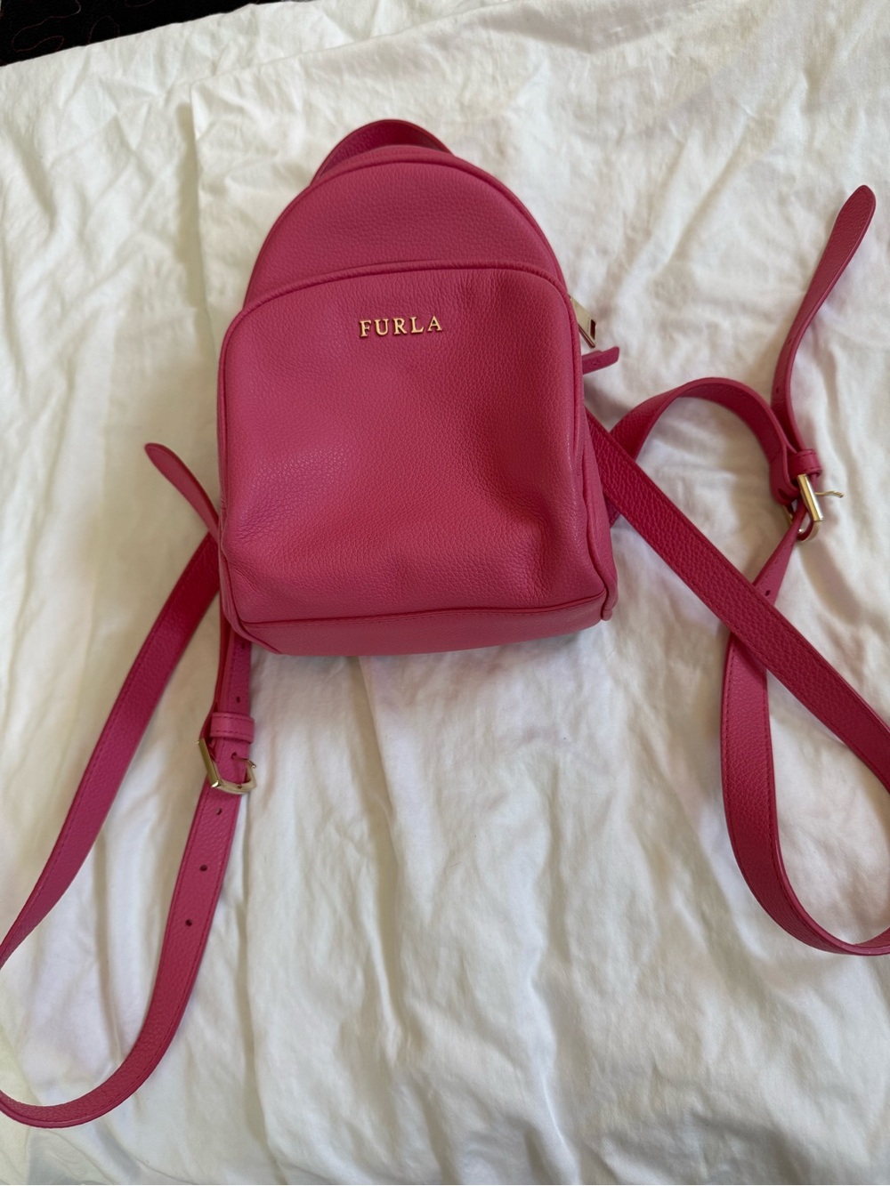 Furla Raspberry Pink Mini Leather Backpack
